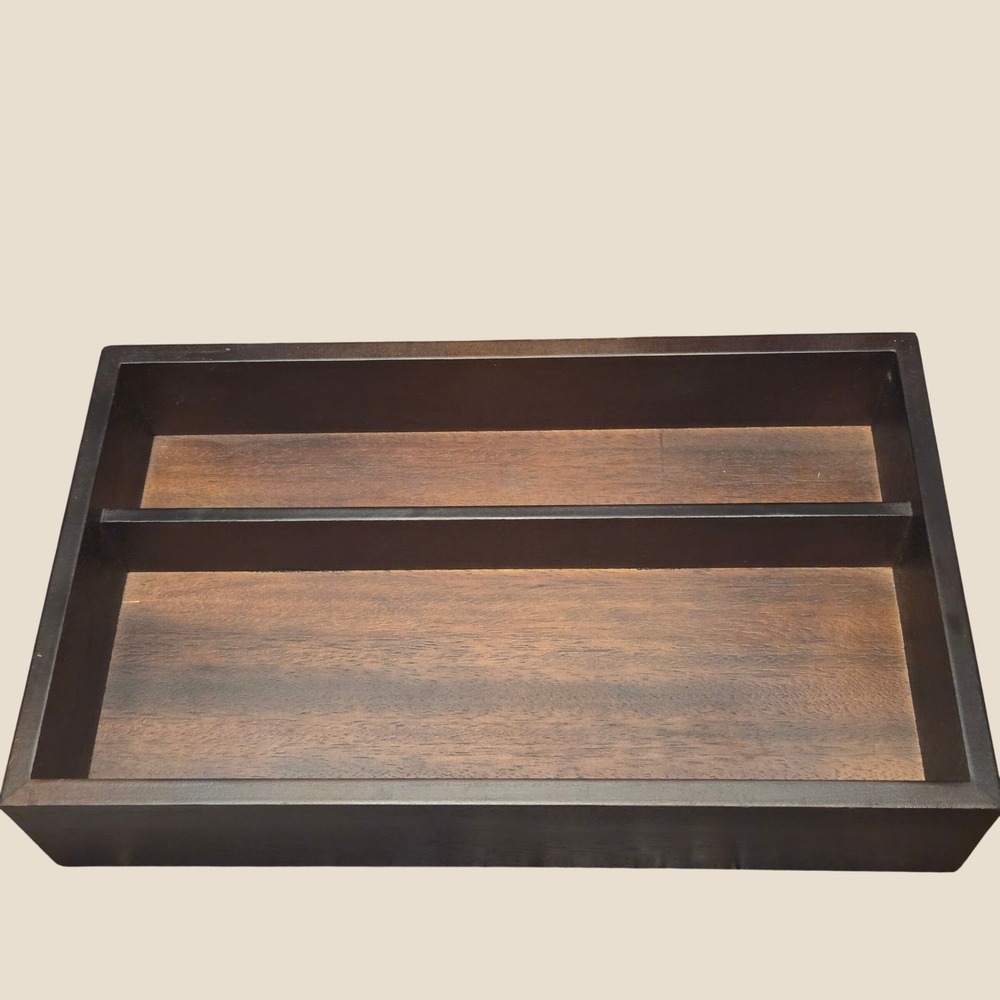 Vintage Divided Box Shelf Desk Organizer Walnut Brown Vintage Wood 14x8x3 Apprx